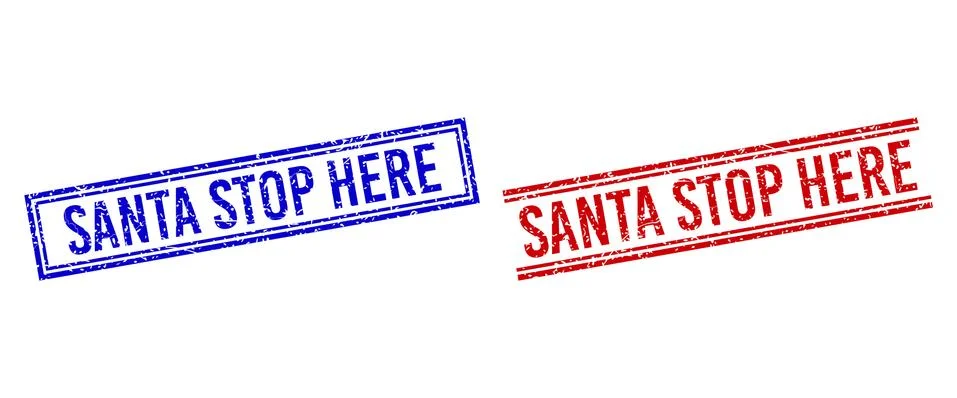 Rubber Textured SANTA STOP HERE Seal with Double Lines Stock Illustration