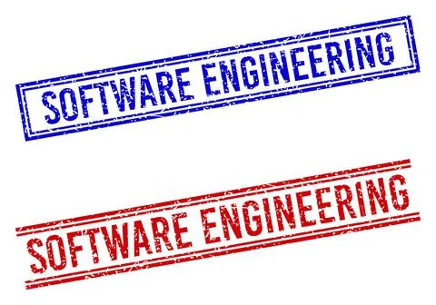 Rubber Textured SOFTWARE ENGINEERING Stamp Seals with Double Lines Stock Illustration