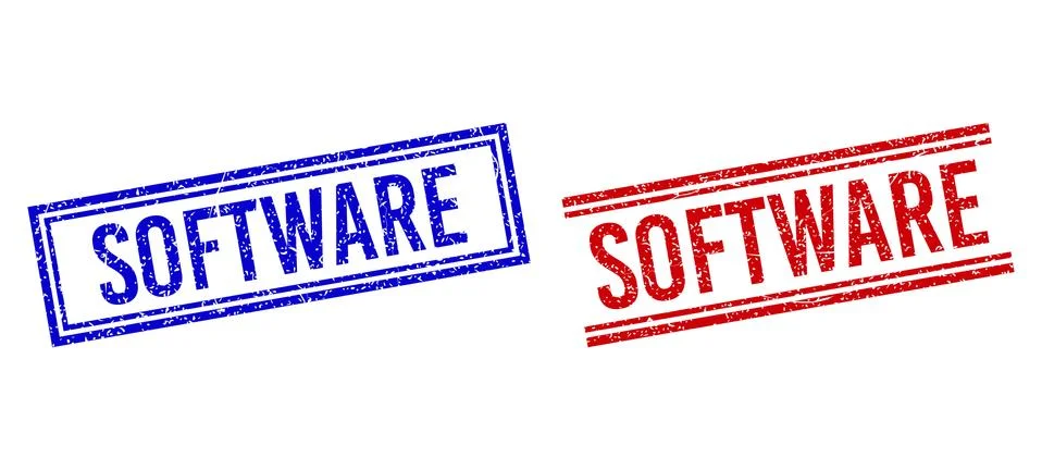 Rubber Textured SOFTWARE Seal with Double Lines 스톡 일러스트
