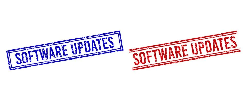 Rubber Textured SOFTWARE UPDATES Stamps with Double Lines Illustrazione stock