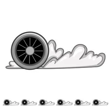 Rubber tire smoke cartoon vector graphic Stock Illustration