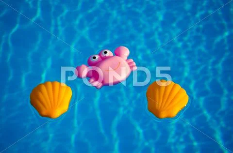 Rubber toys in the swimming pool Stock Photos