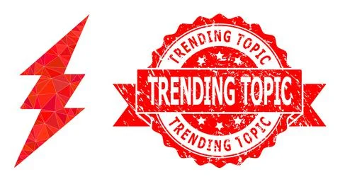 Rubber Trending Topic Seal And Electric Spark Low-Poly Mocaic Icon Stock Illustration