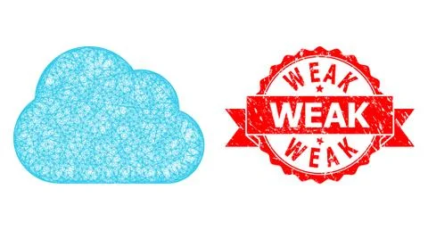 Rubber Weak Stamp Seal and Network Cloud Icon 스톡 일러스트