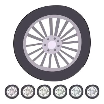 Rubber wheel car vector cartoon graphic Stock Illustration