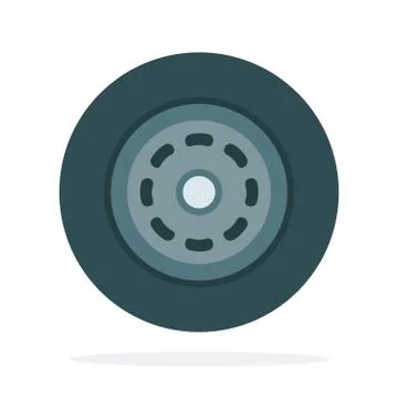 Rubber wheel vector flat material design isolated object on white background. Stock Illustration