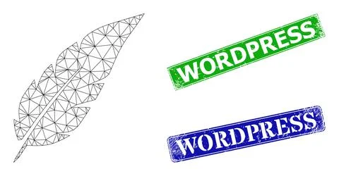 Rubber Wordpress Stamps and Triangular Mesh Feather Icon Stock Illustration