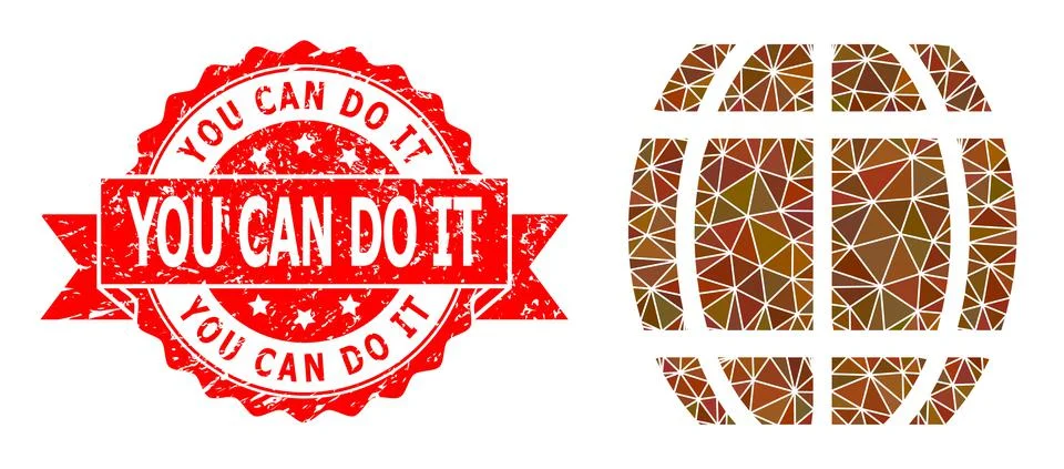 Rubber You Can Do It Seal and Barrel Polygonal Mocaic Icon Ilustración de archivo