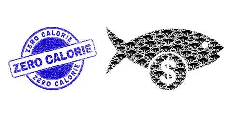 Rubber Zero Calorie Stamp and Fish Price Recursion Mosaic of Self Items Stock Illustration