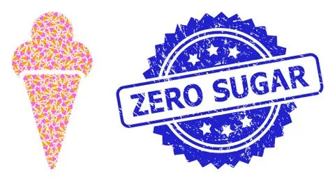 Rubber Zero Sugar Stamp and Fractal Icecream Icon Mosaic Illustrazione stock