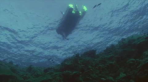 Rubberboat underwater point of view Stock Footage 42892268
