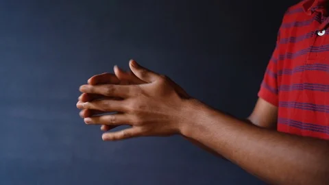 Rubbing hand for winter Stock Footage 121500442