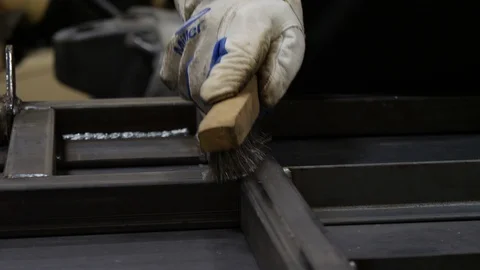 Rubbing Metal Weld with Brush Video stock 87126004