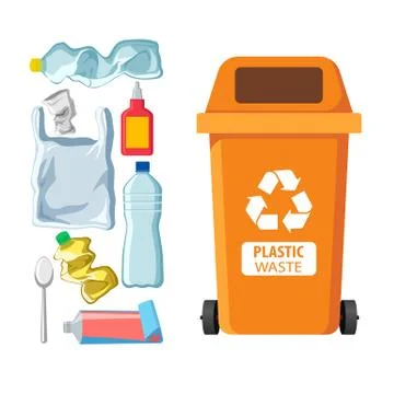 Rubbish bin for recycling different types of waste. Garbage container for Stock Illustration