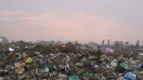 A rubbish dump at dawn Stock Footage 49368073