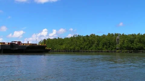Rubbish Garbage Dredging Barge Stock Footage 2036025