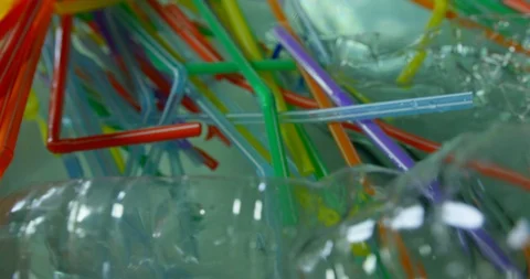 Rubbish Moving In The Water Causing Environmental Damage To Beautiful Oceans  Stock Footage 113385492