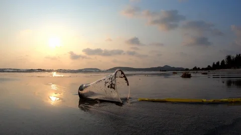 Rubbish Plastic cup left on the beach make pollution in Thailand. Video stock 103159502
