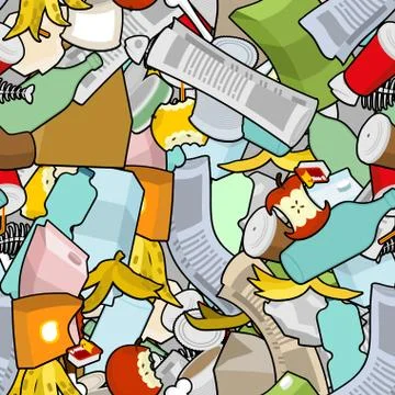 Rubbish seamless pattern. Garbage texture. trash ornament. litter backgroun.. Stock Illustration