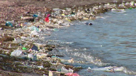 Rubbish at the seaside. Stock Footage 27078437