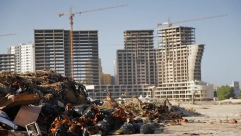 Rubble and New Construction 01 Stock Footage 87539291