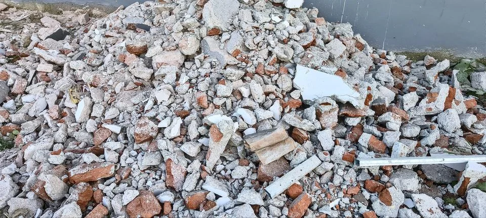 Rubble and red bricks Stock Photos