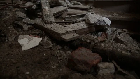 Rubble inside abandoned cathedral Video stock 70704237