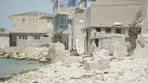 Rubble on a shoreline Stock Footage 340821780