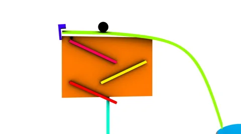 Rube Goldberg Machine with Green Screen Reveal Stock Footage