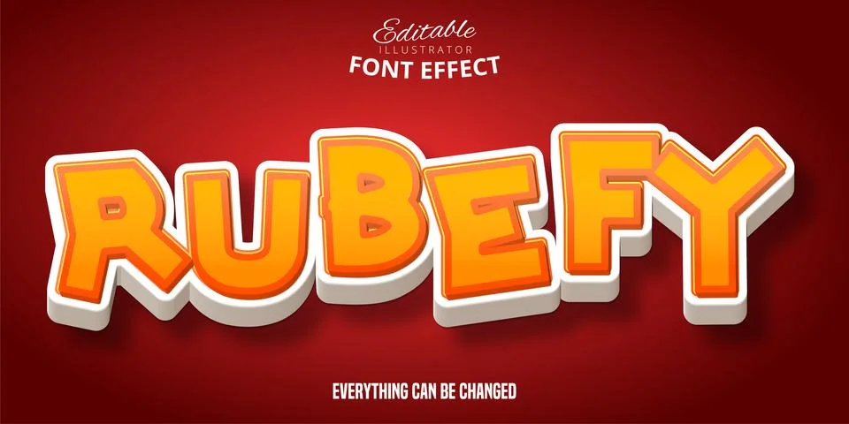 Rubefy text, 3d editable font effect Stock Illustration