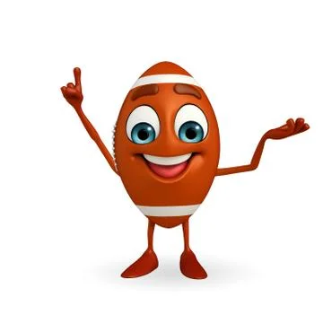 Rubgy ball character is pointing Stock Illustration