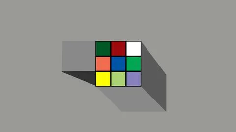 Rubic cube two dimensional against grey Stock Illustration