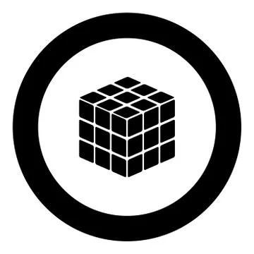Rubic's cube game shape black icon in circle vector illustration Stock Illustration