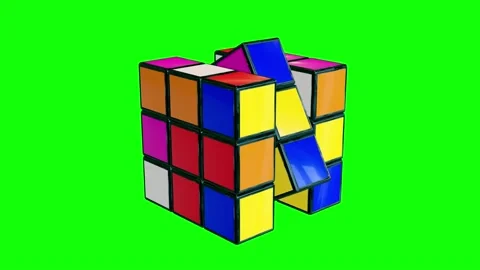 Rubic's cube on green screen Stock Footage