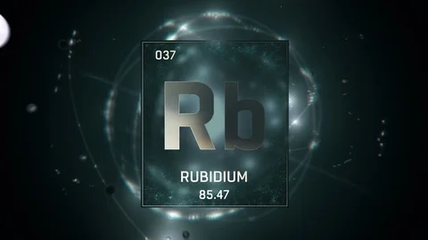 Rubidium as Element 37 of the Periodic Table 3D animation on green background Video stock 119503592