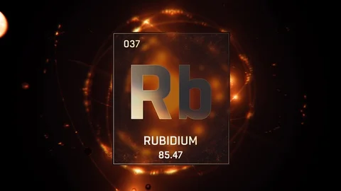 Rubidium as Element 37 of the Periodic Table 3D animation on orange background Stock-Footage 119503801