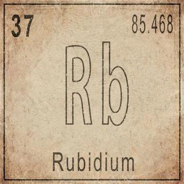 Rubidium Element Card from Periodic Table on Vintage Old Paper Stock Illustration