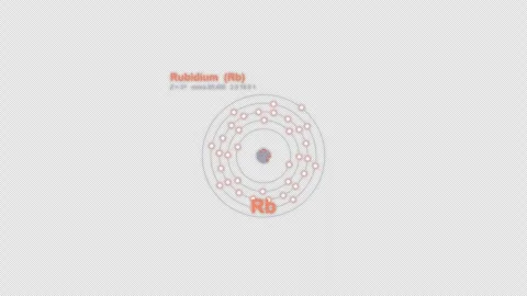 Rubidium Rb Bohr Atom Model Labeled Animation Video Overlay Alpha 4K Vídeos de archivo 339369946
