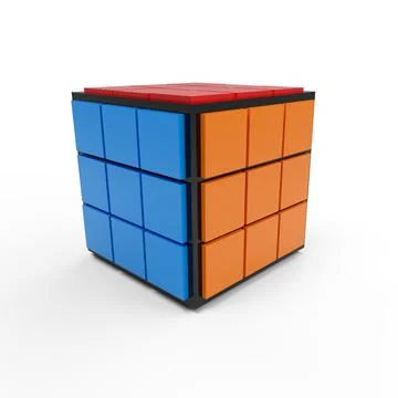 Rubik Cube 3D Render on a transparent background Stock Photos