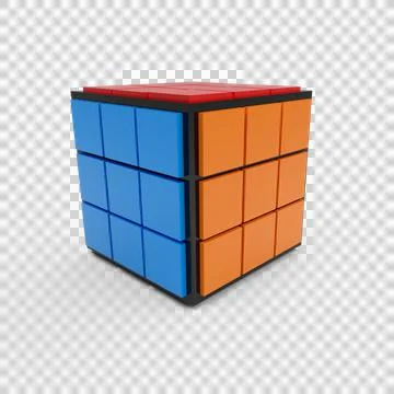 Rubik Cube 3D Render on a transparent background Foto stock