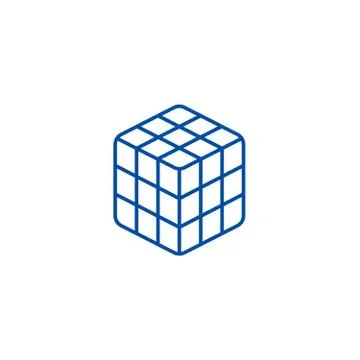 Rubik cube line icon concept. Rubik cube flat vector symbol, sign, outline 스톡 일러스트