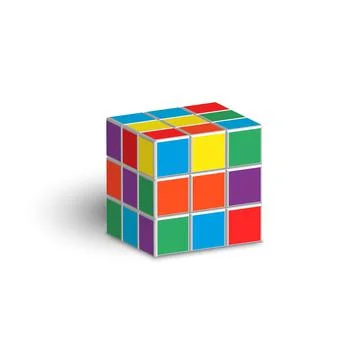 Rubik cube unsolved puzzle 3d isometric shape vector illustration isolated on Stock Illustration