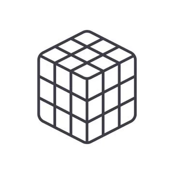 Rubik cube  vector line icon, sign, illustration on background, editable strokes Illustrazione stock
