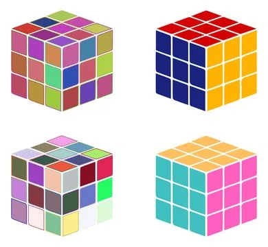 Rubik cube on white background. Mechanical puzzle toy. Stock Illustration
