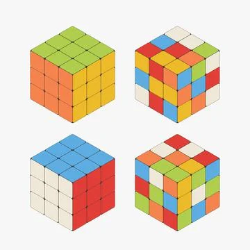 Rubik cubes in set isometric on white Illustrazione stock