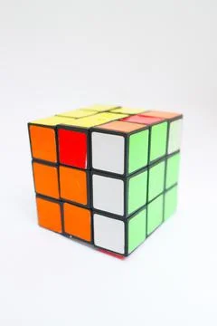 Rubik magic cube over the isolated white background Foto stock