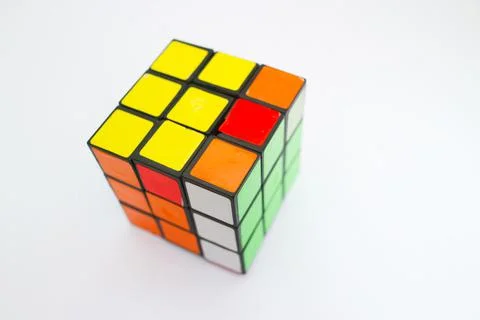 Rubik magic cube over the isolated white background Foto stock