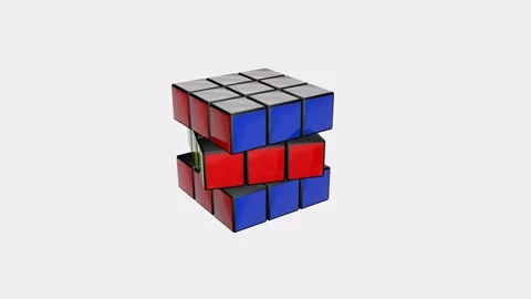 Rubik's cube 3d animation with alpha changeable background Stock Footage 145473045
