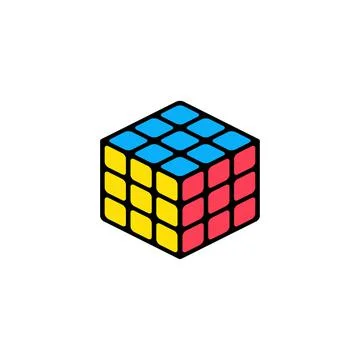 Rubik's cube 3d combination puzzle line art vector icon for apps and websites Stock Illustration