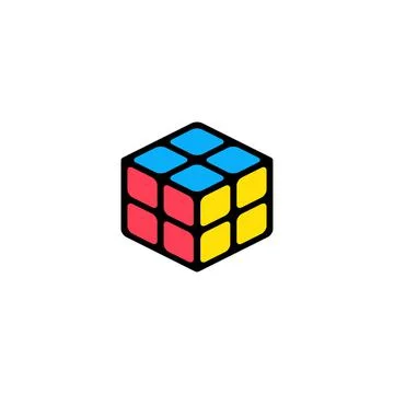 Rubik's cube 3d combination puzzle line art vector icon for apps and websites Stock Illustration